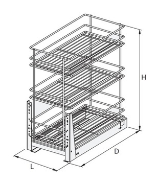 Нижняя грузовая корзина, бесшумное закрывание, 30 3П, НОМЕТ, серебристый