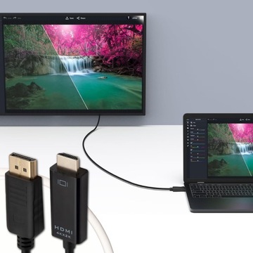 КАБЕЛЬ ДИСПЛЕЯ НА HDMI 1,8 м, ЧЕРНЫЙ КАБЕЛЬ 4K, АДАПТЕР, ЗОЛОТЫЕ НАКОНЕЧНИКИ