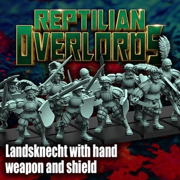 Landsknecht with Hand Weapon and Shield - x10 - Raptilian Overlords