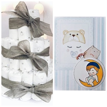 НАБОР Торт из подгузников Pampers + открытка ручной работы