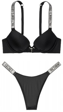 Victoria's Secret komplet bielizny czarny rozmiar 75B