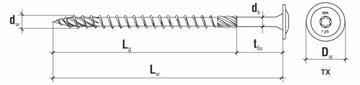 ШУРУРЫ СТОЛЯНЫЕ 8x120 TORX40 С ПЛИСТОЧНОЙ ГОЛОВКОЙ 50 шт. ДЛЯ СОЕДИНЕНИЯ ДЕРЕВА