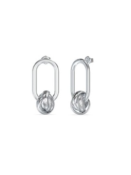 Srebrne kolczyki Guess PERFECT wiszące owalne JUBE04073JW