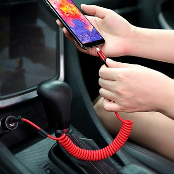 Подпружиненный спиральный кабель Baseus USB — USB-C 2 м, 2 А