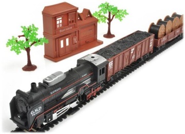REALISTYCZNA KOLEJKA PAROWÓZ + 3 WAGONY RAIL KING