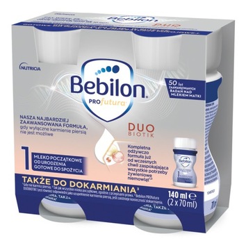 Bebilon Profutura Duobiotik 1 Mleko początkowe w płynie od urodzenia 2x70ml