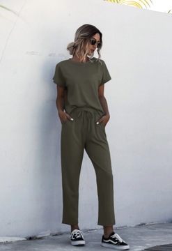 SHEIN KOMPLET DWUCZĘŚCIOWY KHAKI PROSTY 44 V7A