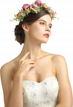 dziewczyna kwiat ślub boho wieniec wianek glowe
