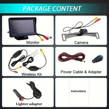 Беспроводная резервная камера 4,3-дюймовый монитор, комплект камеры заднего вида, ночное видение