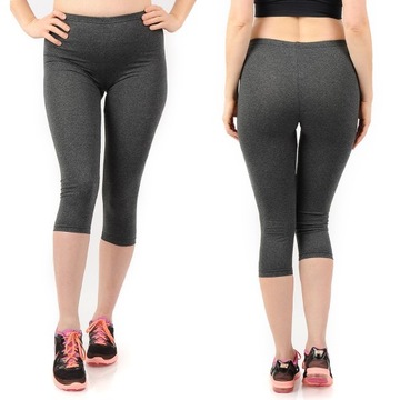 Legginsy damskie 3/4 bawełna Rybaczki Krótkie getry Polskie GRAFITOWE XL