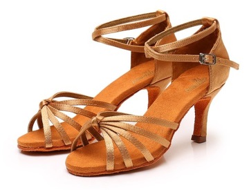 BUTY DO TAŃCA TANECZNE WYGODNE 7CM - CIELISTE NUDE
