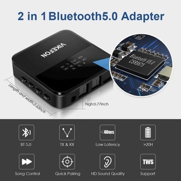 АДАПТЕР VIKEFON BT 5.0 AUX+S/PDIF Qualcomm aptX HD