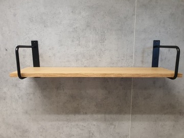 БЕЛТ-80 Полка подвесная лофт, черный, дубовая доска, 80 СМ