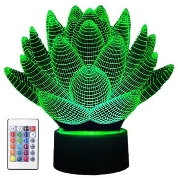 LAMPKA nocna 3D LED kolory pilot KWIAT LOTOSU R13