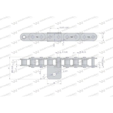 Цепной транспортер C10B (R1 5/8) смородиноуборочного комбайна, 20 лопастей Waryński