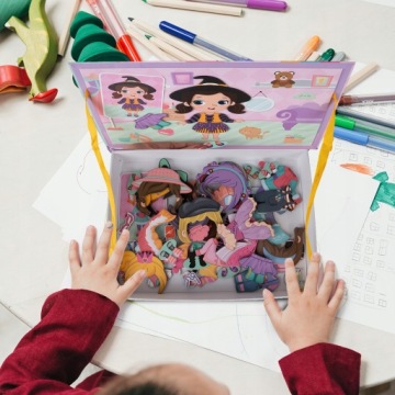 Магнитная книжка-пазл Кукольные блоки-пазлы Одеваем девочку