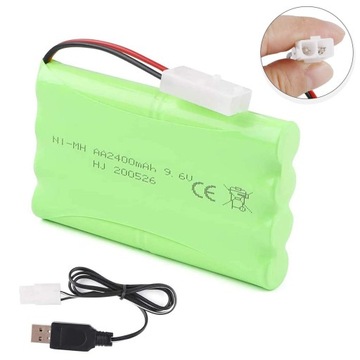 AKUMULATOR BATERIA 9.6V 2400mAh DO POJAZDÓW RC USB