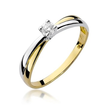 Złoty pierścionek z brylantem 0,08ct pr. 585 10