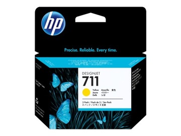 Oryginalny Tusz HP 711 Żółty CZ136A Trójpak