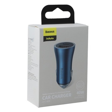 Mocna ładowarka samochodowa Baseus Contactor Pro, 40W do zapalniczki, USB-C