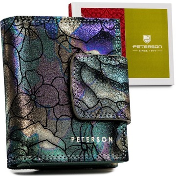 Peterson portfel mały damski skóra naturalna RFID na prezent