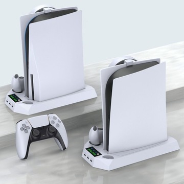 ВЕРТИКАЛЬНАЯ СТАНЦИЯ ОХЛАЖДЕНИЯ И ЗАРЯДКИ ДЛЯ КОНСОЛИ PS5, МНОГОФУНКЦИОНАЛЬНАЯ, СО СВЕТОДИОДОМ