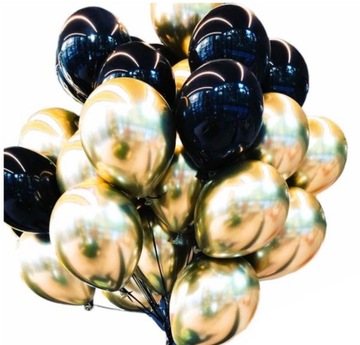 BALONY ZŁOTO CZARNE shiny sylwester urodziny studniówka PANIEŃSKI 20 SZT