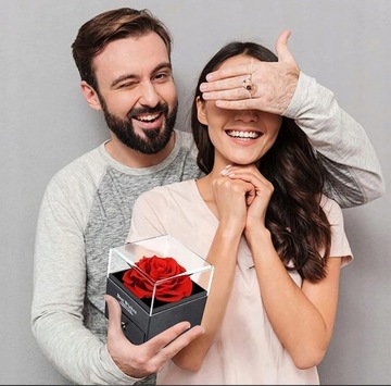 Walentynki wieczna róża pudełko na prezent LOVE szkatułka na biżuterię