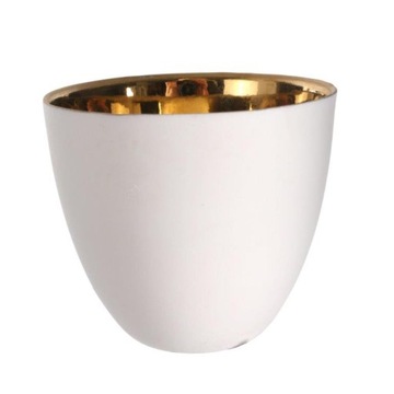 ŚWIECZNIK tealight CERAMICZNY biały / złoty
