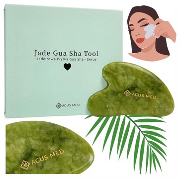 KAMIEŃ GUA SHA JADEITOWY SERCE PŁYTKA DO MASAŻU NATURALNY RELAKSUJĄCY EKO