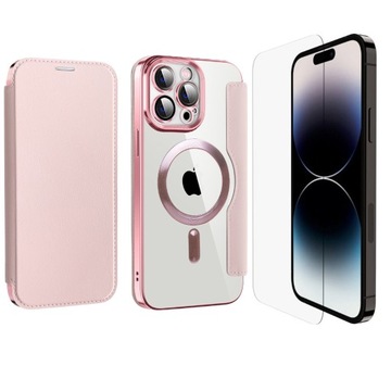 ETUI FLIP Z KLAPKĄ DO MAGSAFE OBUDOWA CASE DO IPHONE 12 PRO MAX + SZKŁO