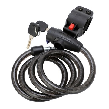 Rowerowa blokada antykradzieżowa ze spiralną stalową linką. Blokada