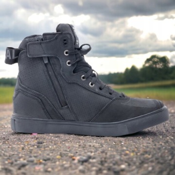 Короткие кожаные мотоциклетные туфли Rebelhorn Vandal Black/Black Sole 48