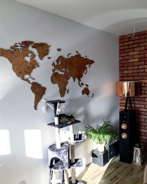 Mapa świata drewniana mapka z granicami z drewna Sikorka 180x90cm pakiet XL
