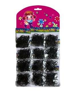 Zestaw gumek silikonowe kolor czarny 1200 sztuk do warkoczyków recepturki