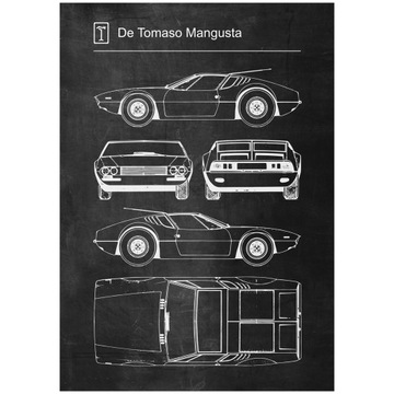 Plakat De Tomaso Mangusta Vintage Patent Schemat