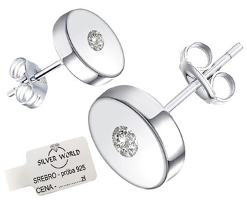 KOLCZYKI SREBRNE DAMSKIE 925 WKRĘTKI Z CYRKONIAMI SWAROVSKI SREBRO 925