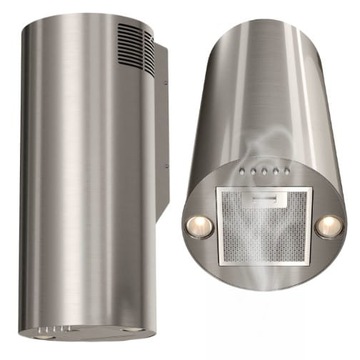 OKAP PRZYŚCIENNY KOMINOWY 35 cm TUBA INOX SATYNA SREBRNY ELBA WPB835 MAAN