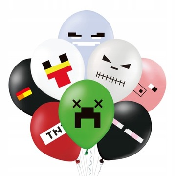 ZESTAW DUŻE BALONY MINECRAFT PIKSELE TNT NA URODZINY 8SZT DEKORACJA
