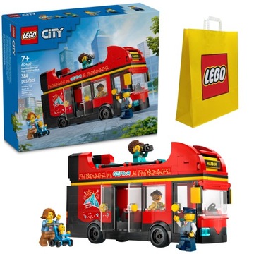 KLOCKI LEGO CITY 60407 CZERWONY PIĘTROWY AUTOKAR ZESTAW + TORBA PREZENTOWA