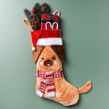 Рождественский чулок для подарков, который можно повесить на камин, собака 54 см