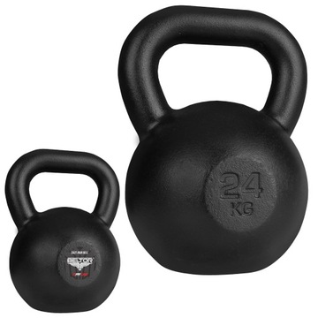 KETTELBELL ŻELIWNY KELTTEL KULA CIĘŻAR HANTLA CZARNY UCHWYT 24 KG
