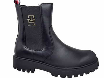 TOMMY HILFIGER BOTKI SZTYBLETY BUTY ZAMEK CZARNE