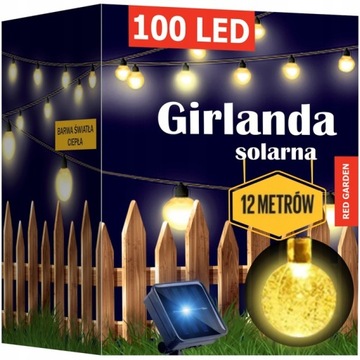 GIRLANDA SOLARNA OGRODOWA LAMPKI SOLARNE 100 ŻARÓWEK LED NA BALKON 14metrów