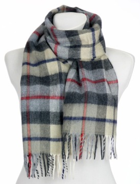 MIĘCIUTKI SZAL W SZKOCKĄ SZARĄ KRATĘ TARTAN UNISEX 30/160 cm