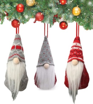 РОЖДЕСТВЕНСКИЙ ЭЛЬФ, САНТА ГНОК, КУЛОН В СКАНДИНАВСКОЙ ШЛЯПЕ, НАБОР ИЗ 3 ШТ.