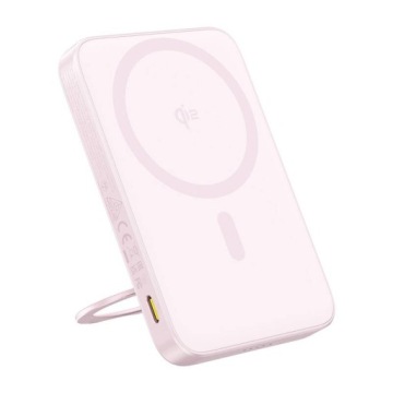 Baseus Magnetická powerbanka PicoGo Qi2 s podstavcem 5000 mAh 20 W růžová