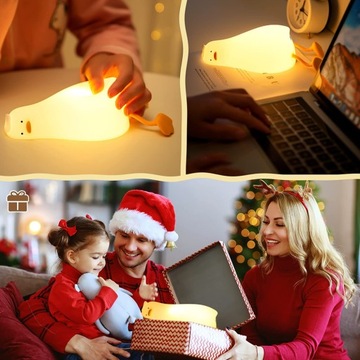 LAMPKA NOCNA DLA DZIECI KACZKA DZIWACZKA DO KLEPANIA LED SILIKONOWA USB C