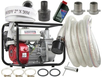 ДИЗЕЛЬНЫЙ ВОДЯНОЙ НАСОС 2-ДЮЙМОВЫЙ МОТОРНЫЙ НАСОС KRAFT + ШЛАНГИ + АКСЕССУАРЫ