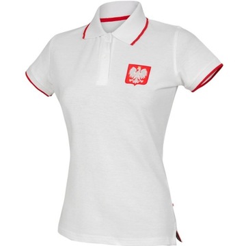 Koszulka polo Polska biała damska S!